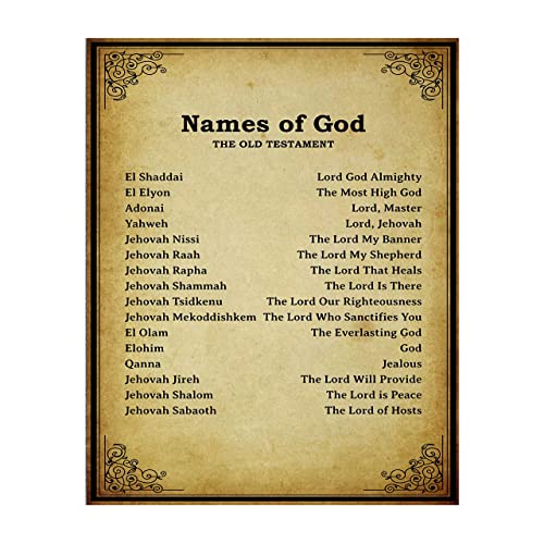 "Names of God- Old Testament-Meanings"- Bible Wall Art. 10 x 8"