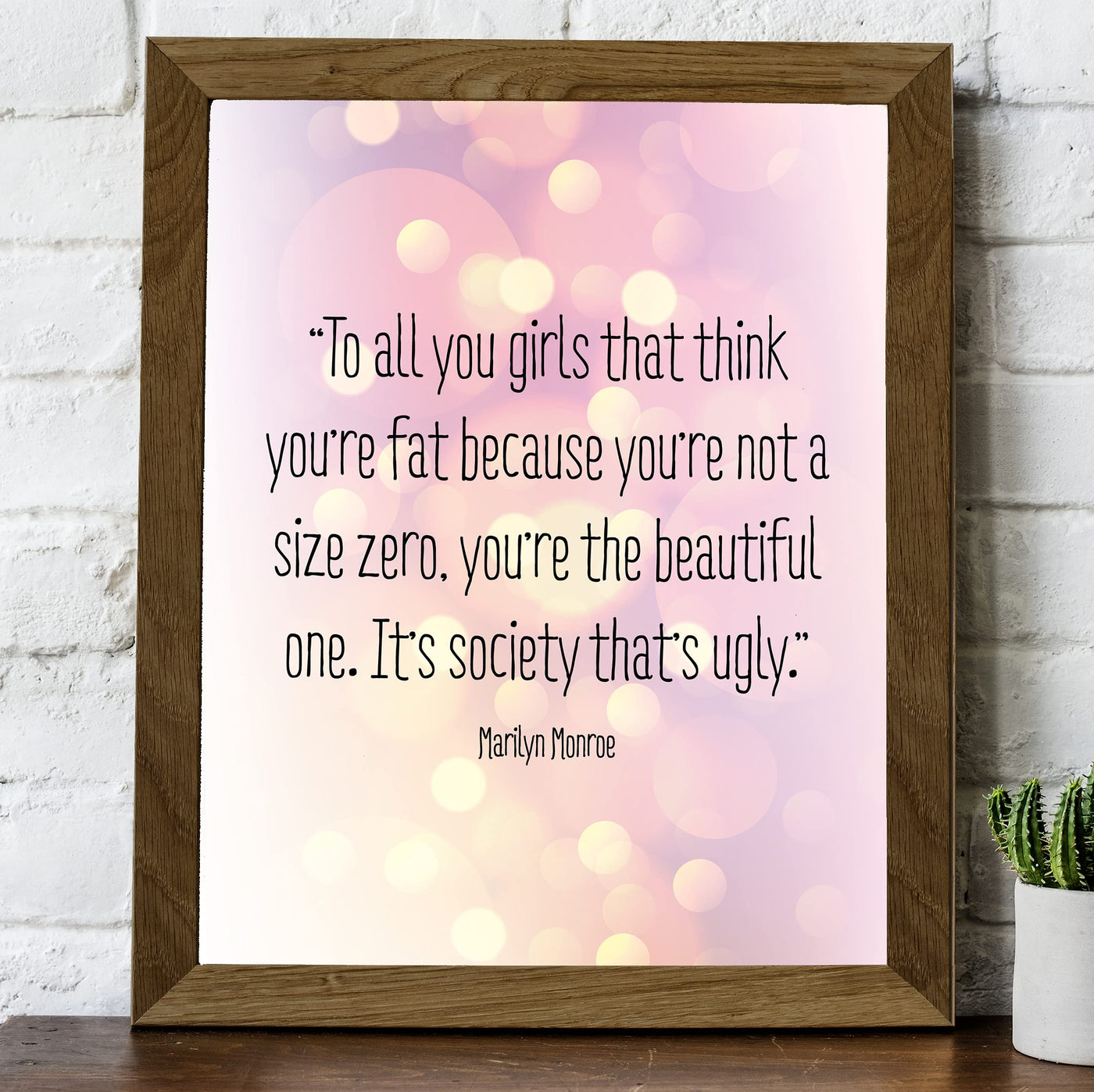 Marilyn Monroe Quotes-"You're the Beautiful One"-Inspirational Quotes Wall Art-8 x 10" Retro Print w/Blurred Lights Design-Ready to Frame. Perfect Home-Office-Studio-Salon Decor. Inspire Confidence!