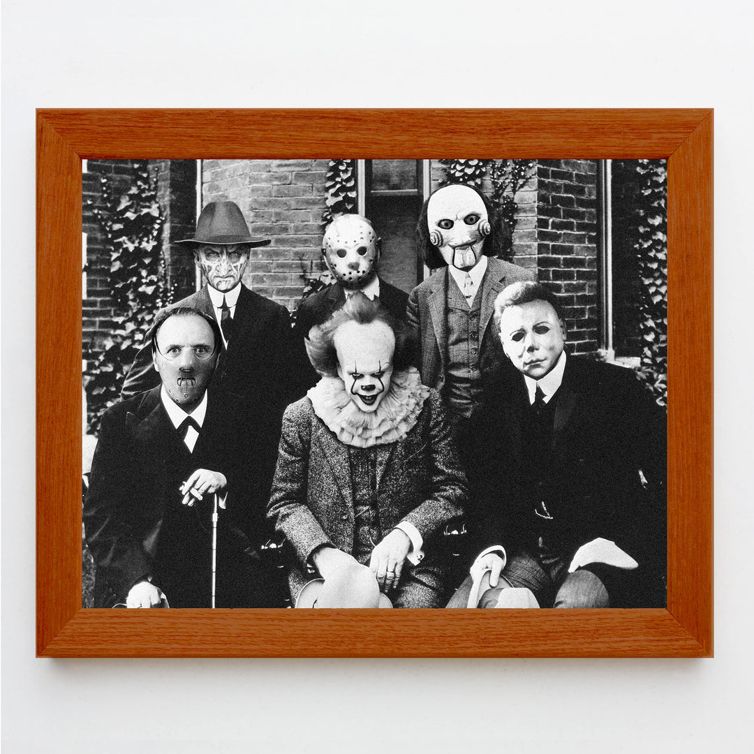 Halloween Groupie-Spooky Horror Movie Villians Wall Art Decor -10 x 8" Rustic Scary Movies Picture Print -Ready to Frame. Perfect for Home-Office-Studio-Dorm Decorations! Great Gift for Fans!