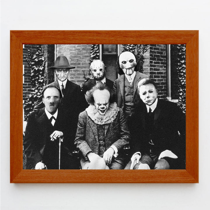 Halloween Groupie-Spooky Horror Movie Villians Wall Art Decor -10 x 8" Rustic Scary Movies Picture Print -Ready to Frame. Perfect for Home-Office-Studio-Dorm Decorations! Great Gift for Fans!