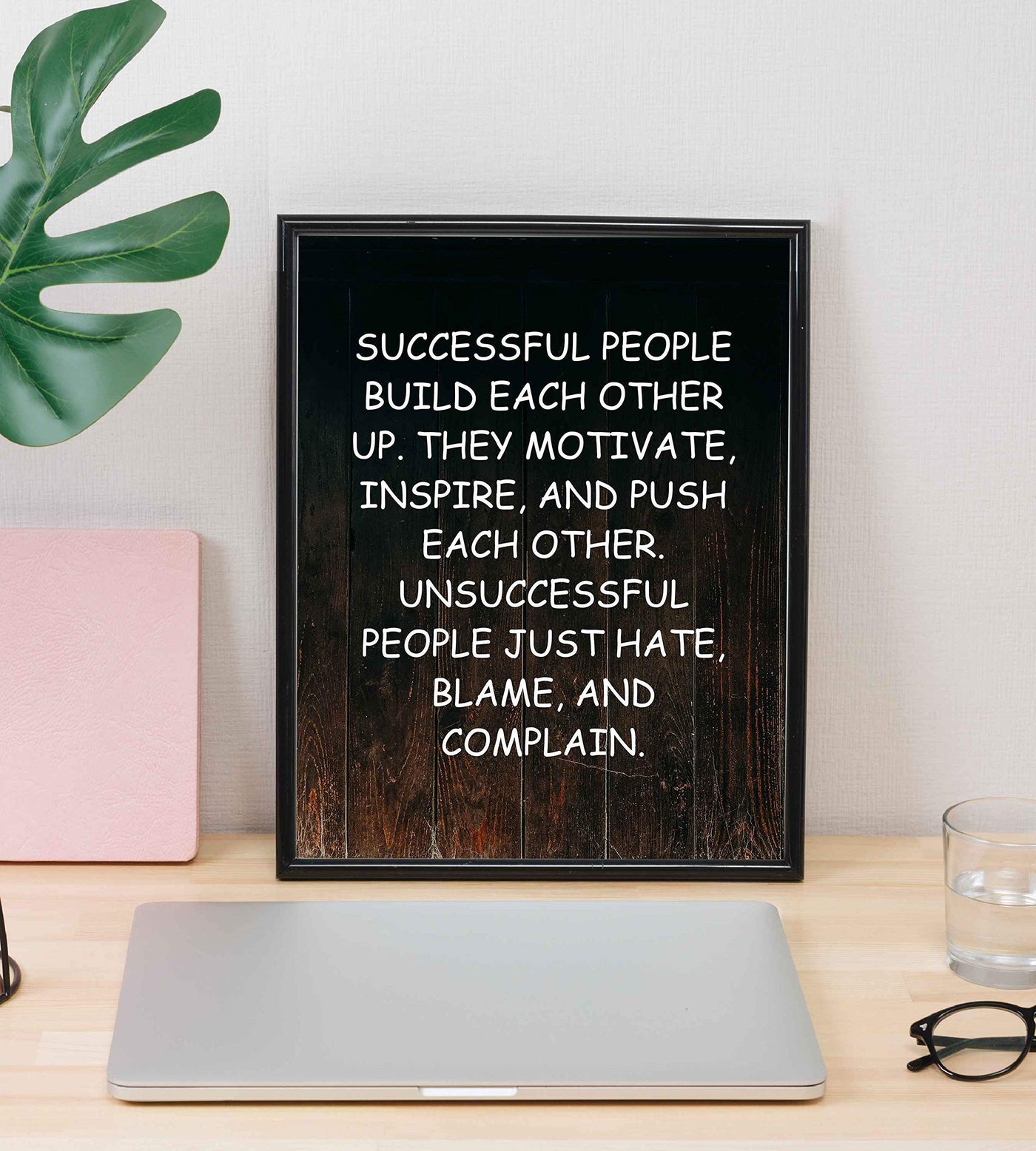 Successful People Build Each Other Up Motivational Quotes Wall Sign -8 x 10" Rustic Art Print on Replica Wood Design. Home-Office-School Decor. Great Advice for Success! Printed on Paper-Not Wood.