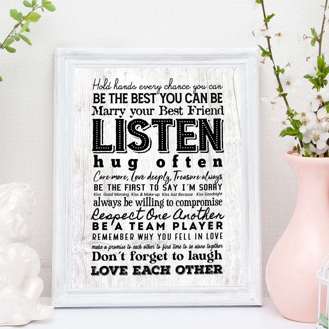 "Marry Your Best Friend" Love Quotes Wall Art Decor -11 x 14" Inspirational Marriage Poster Print-Ready to Frame. Romantic Wedding &amp; Anniversary Gift for Husband, Wife &amp; Newlyweds.