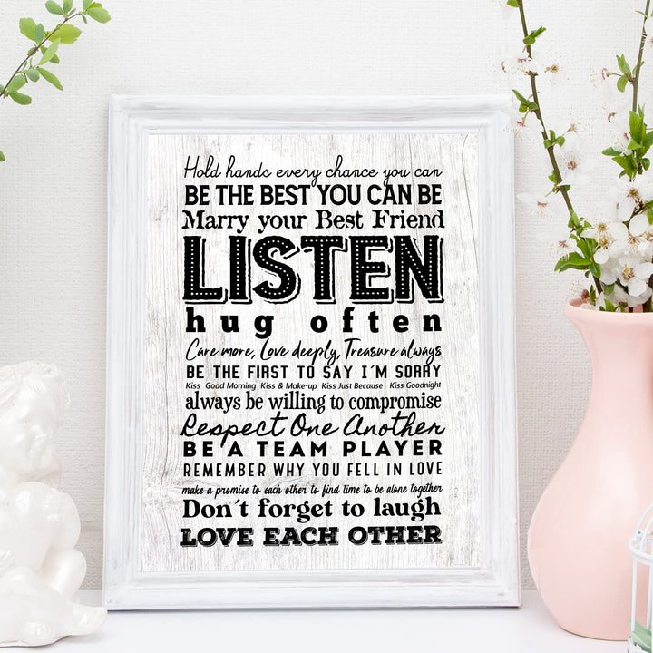 "Marry Your Best Friend" Love Quotes Wall Art Decor -11 x 14" Inspirational Marriage Poster Print-Ready to Frame. Romantic Wedding &amp; Anniversary Gift for Husband, Wife &amp; Newlyweds.