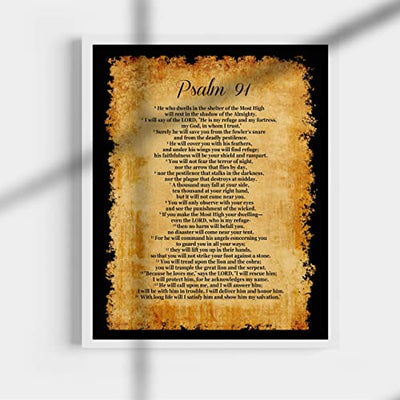 Psalm 91-"He Will Call Upon Me and I Will Answer Him" Bible Verse Wall Print-11 x 14"