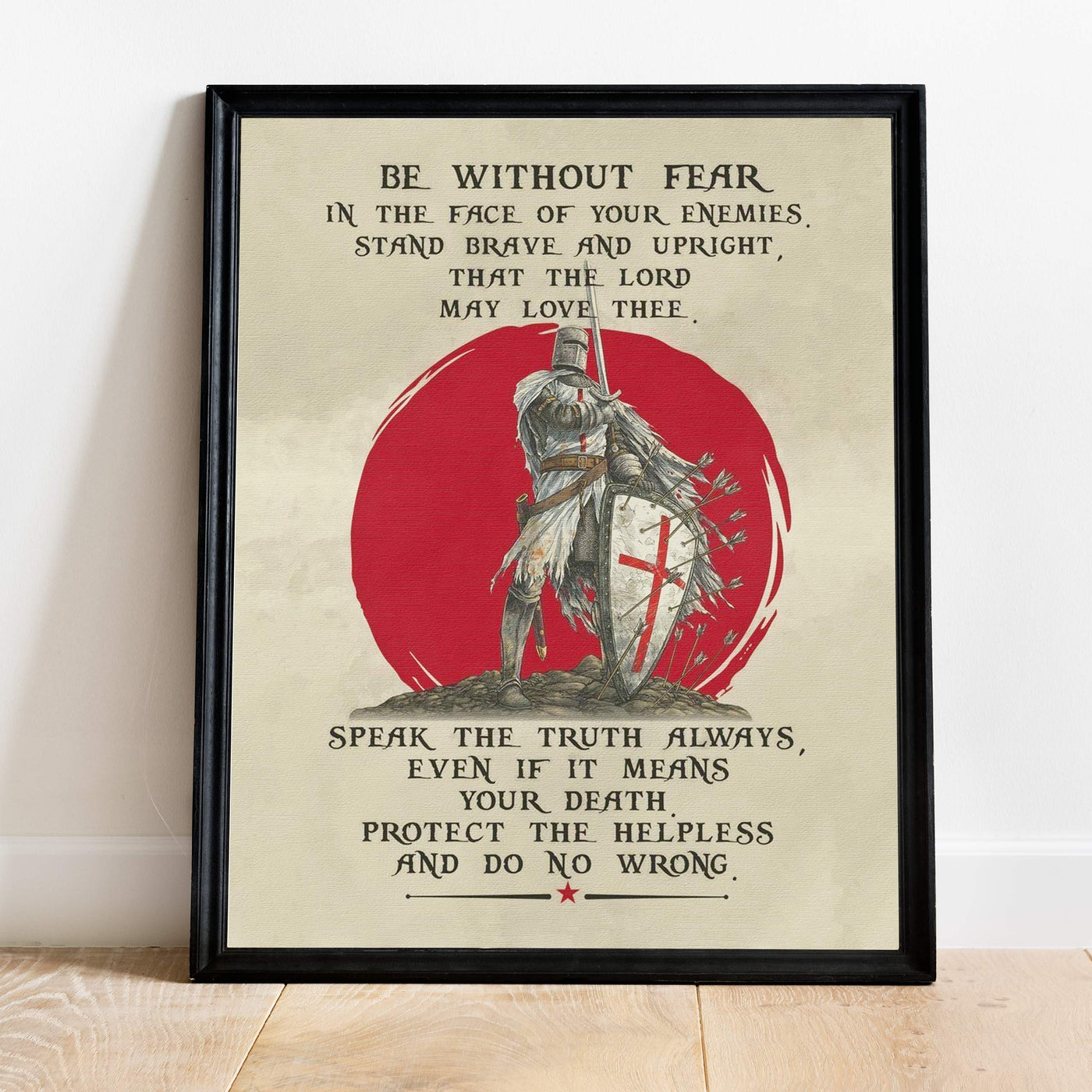 Be Without Fear-Stand Brave & Upright-Inspirational Christian Wall Art-11 x 14" Motivational Armor of God Warrior Print-Ready to Frame. Home-Office-Church-Religious Decor. Great Gift of Motivation!