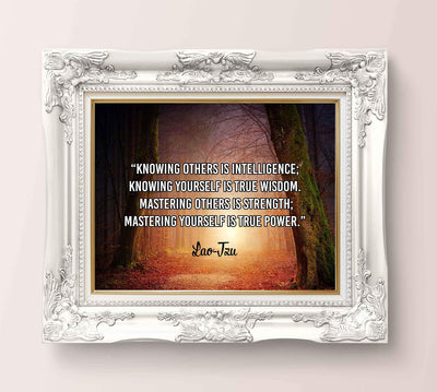 Lao Tzu Quotes-"Mastering Yourself Is True Power"-Motivational Wall Art-10 x 8" Spiritual Forest Photo Print-Ready to Frame. Inspirational Home-Office-Studio-Gym Decor. Perfect Zen Gift to Motivate!