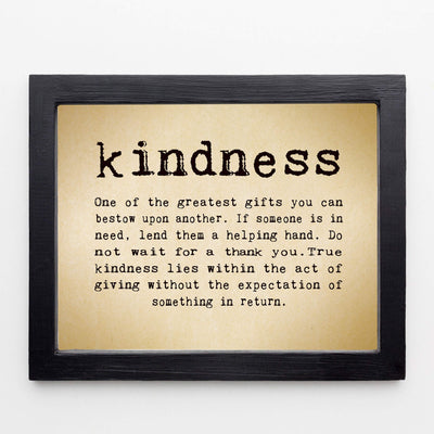 Kindness-One of the Greatest Gifts You Can Bestow-Inspirational Wall Art Sign -10 x 8" Typographic Poster Print-Ready to Frame. Motivational Home-Office-Classroom Decor. Great Reminder To Be Kind!