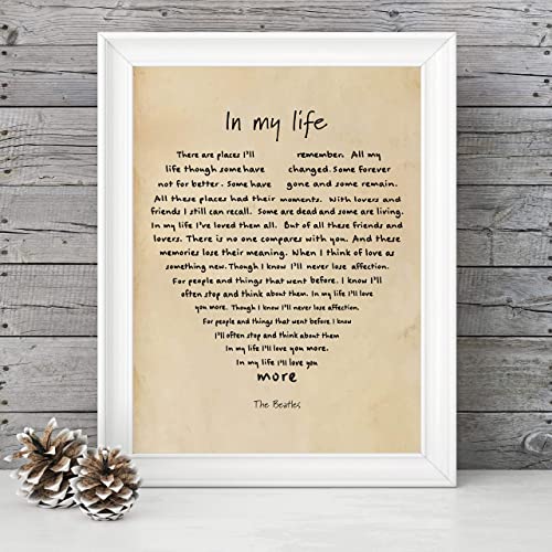 The Beatles" In My Life" Song Lyrics Wall Art- 8 x 10"
