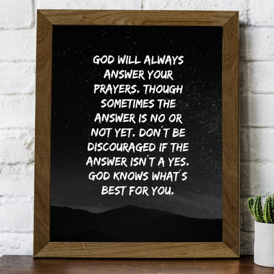 God Knows What's Best For You Inspirational Quotes Wall Art -8 x 10" Starry Night Picture Print -Ready to Frame. Perfect Decor for Home-Office-Christian-School. Great Religious Gift of Faith!