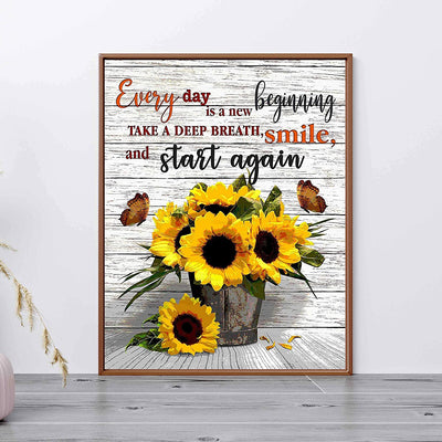 "Every Day Is A New Beginning" Inspirational Wall Art -11 x 14"