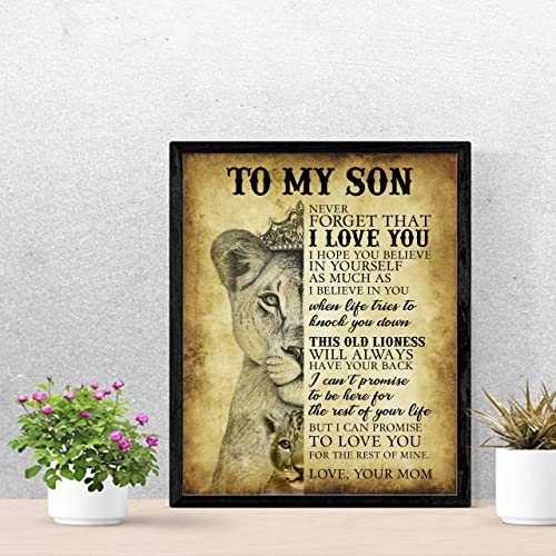 "To My Son-Never Forget That I Love You" Motivational Family Wall Art -11 x 14"