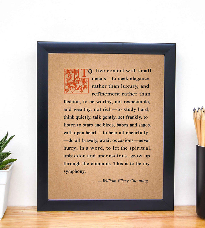 William Ellery Channing-"This Is To Be My Symphony"-Inspirational Poem Page Print- 8 x 10" Distressed Poetic Wall Art-Ready to Frame. Home-Office-Study-School Decor. Great Gift for Poetry Fans!