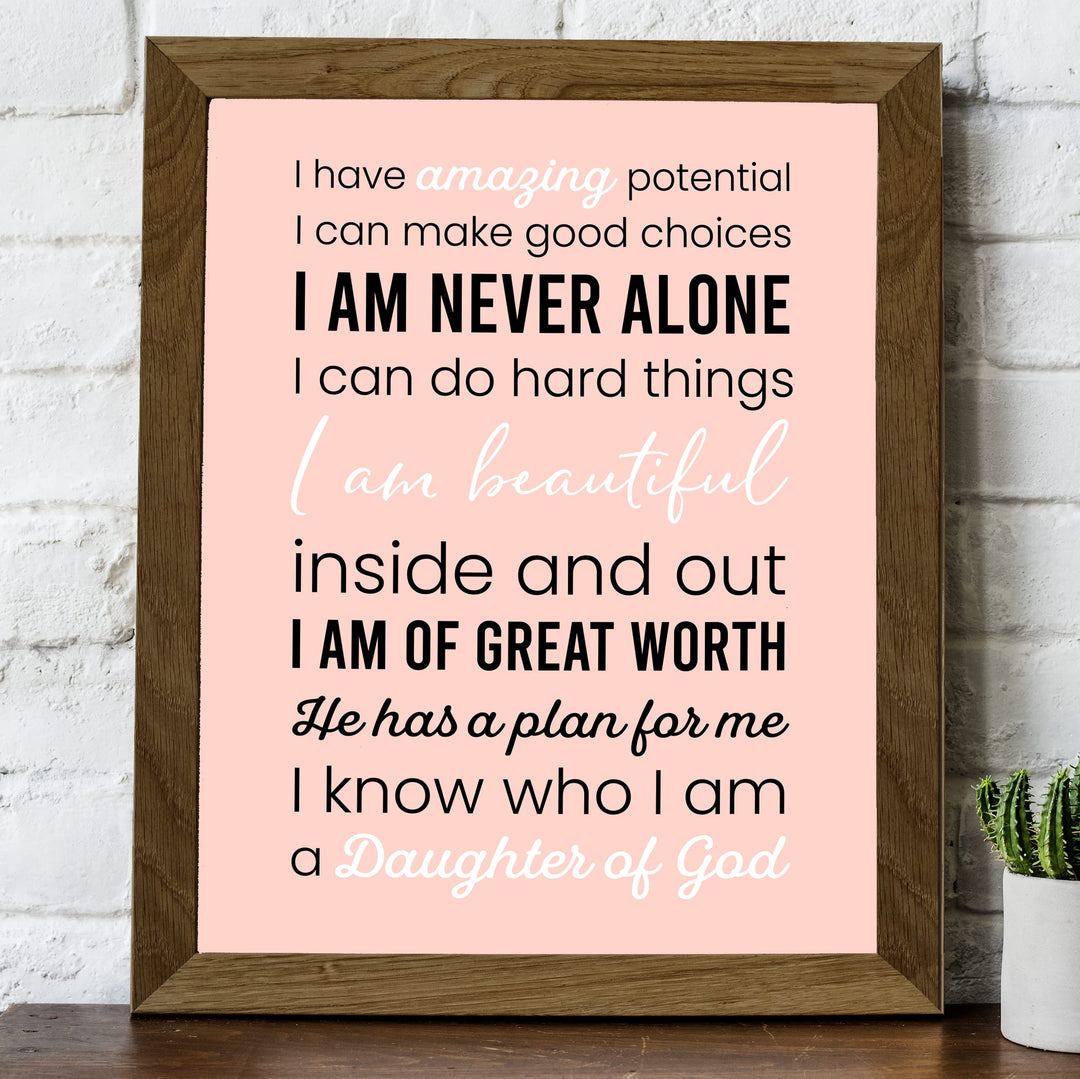 Amazing, Beautiful Daughter of God Inspirational Christian Wall Art -8 x10" Religious Poster Print -Ready to Frame. Motivational Home-Girls Bedroom Decor. Great Gift! Perfect for Teens &amp; Women!