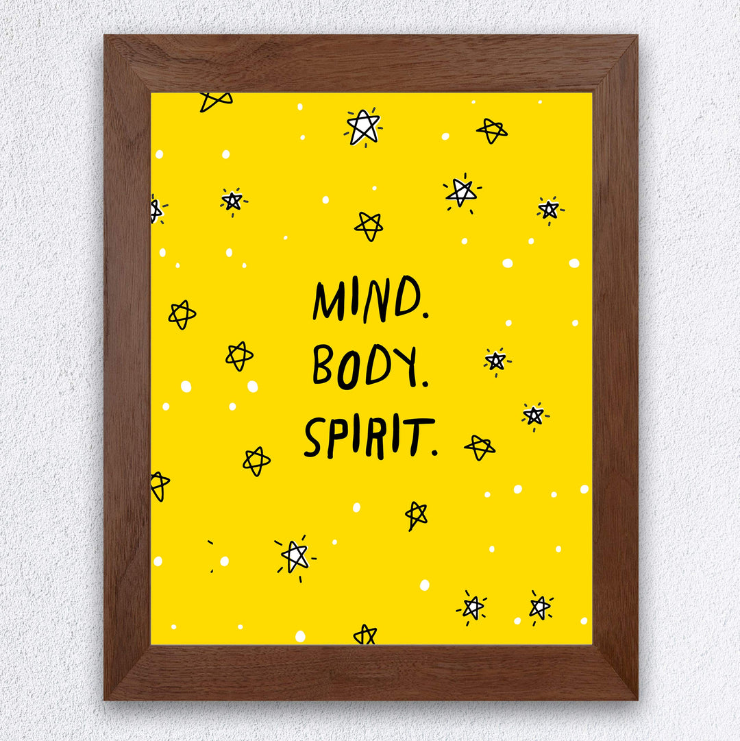 ?Mind-Body-Spirit?-Motivational Quotes Wall Art-8 x 10" Typographic Spiritual Fitness Print-Ready to Frame. Inspirational Home-Office-Gym-Studio Decor. Perfect Zen Sign for Mindfulness &amp; Meditation!