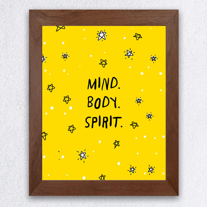 ?Mind-Body-Spirit?-Motivational Quotes Wall Art-8 x 10" Typographic Spiritual Fitness Print-Ready to Frame. Inspirational Home-Office-Gym-Studio Decor. Perfect Zen Sign for Mindfulness &amp; Meditation!