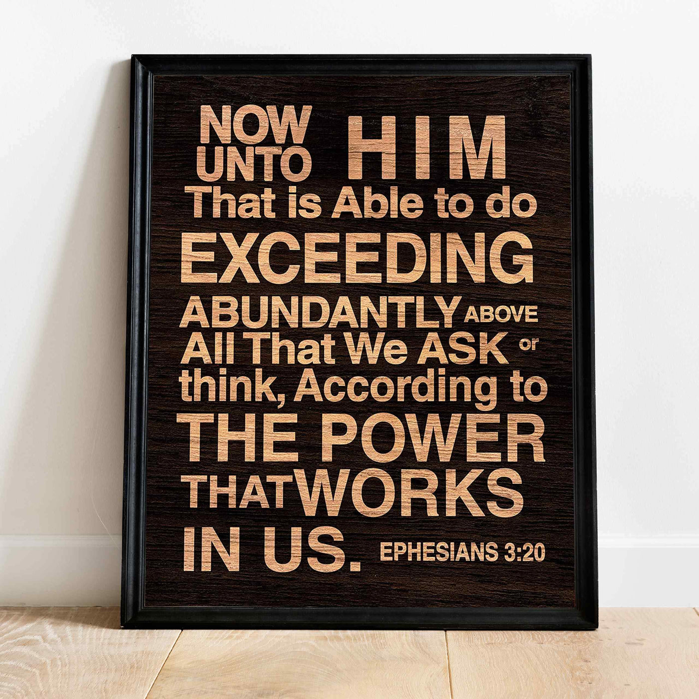 Now Unto Him That Is Able Ephesians 3:20-Bible Verse Wall Art-11 x 14" Typographic Scripture Print-Ready to Frame. Modern Home-Office-Church Decor. Great Christian Gift! Printed on Paper, Not Wood.