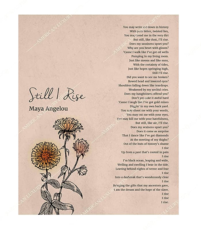 Maya Angelou-"Still I Rise"-Inspirational Poem Wall Art-11 x 14"