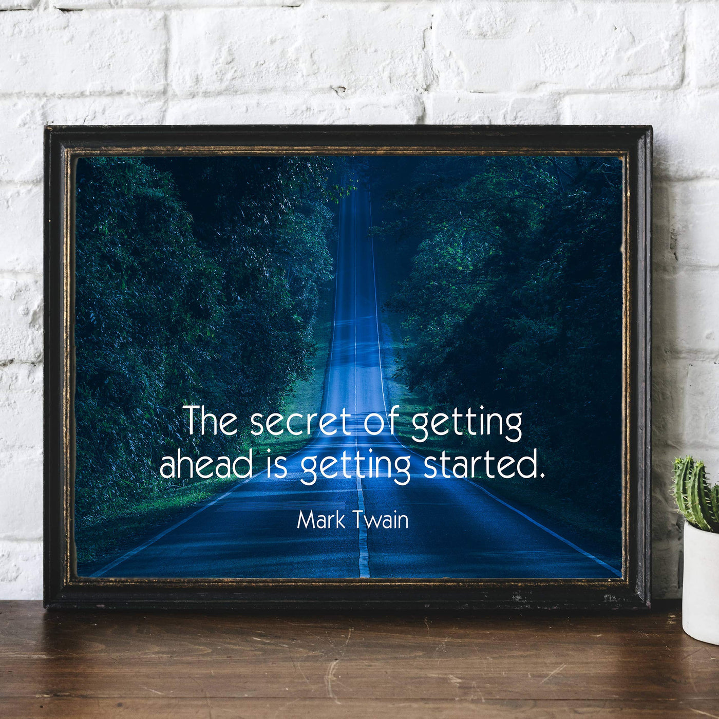 Mark Twain-"Secret of Getting Ahead Is Getting Started"-Motivational Quotes Wall Art-14 x 11" Typographic Poster Print-Ready to Frame. Home-Office-Classroom-Dorm-Cave Decor. Great Inspirational Gift!