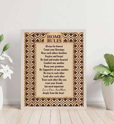 Home Rules-Love One Another-8 x 10" Family Wall Art Sign-Ready to Frame. Modern Inspirational Poster Print for Home-Office-Family Room Decor. Perfect Gift for Mothers! Great House Rules to Live By!