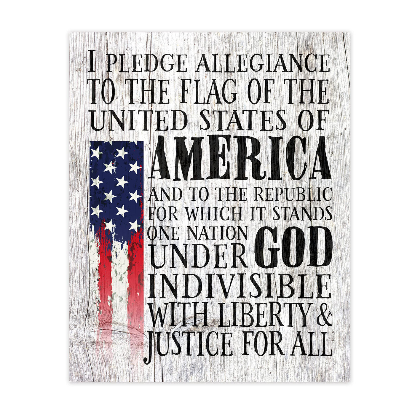 Pledge of Allegiance Patriotic Wall Decor -11 x14" Rustic American Flag Print -Ready to Frame. Inspirational Home-Office-School-Cave-Military Decor. Display Your Patriotism! Printed on Photo Paper.