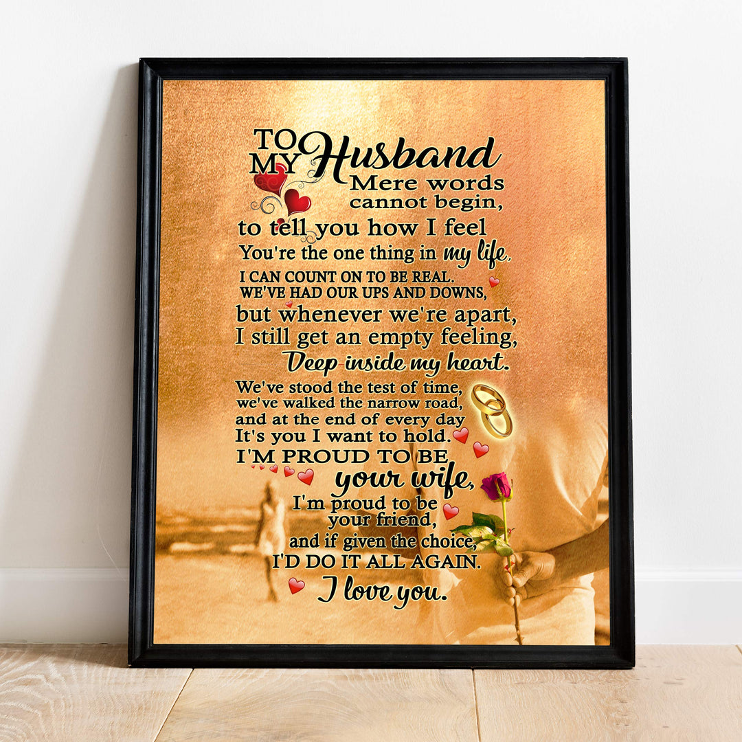 To My Husband-I Love You-Poetic Wall Art Decor-11 x 14" Love &amp; Marriage Poem Print-Ready to Frame. Romantic Gift for Spouse-Partner-Newlyweds. Perfect for Wedding-Anniversary-Father&