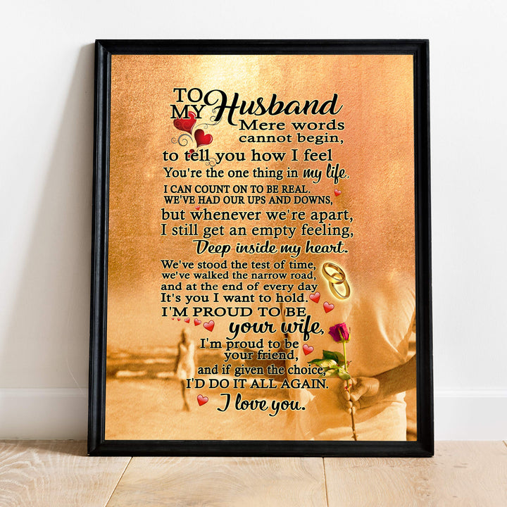 To My Husband-I Love You-Poetic Wall Art Decor-11 x 14" Love &amp; Marriage Poem Print-Ready to Frame. Romantic Gift for Spouse-Partner-Newlyweds. Perfect for Wedding-Anniversary-Father&