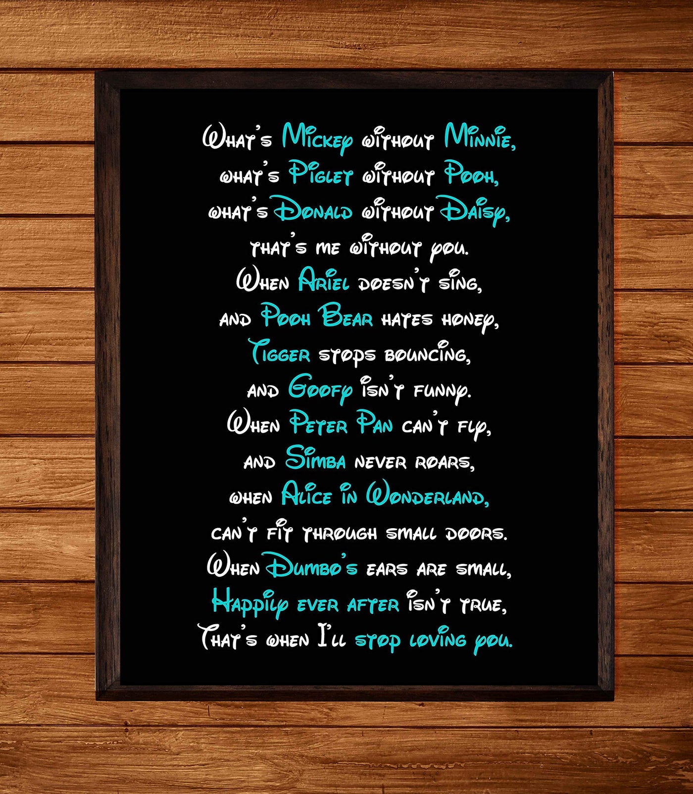 What's Mickey Without Minnie- Love Poem Wall Art Decor -11 x 14" Cute Disney Characters Poetry Print -Ready to Frame. Modern Typographic Design. Romantic Gift for Spouse-Partner-Newlyweds!