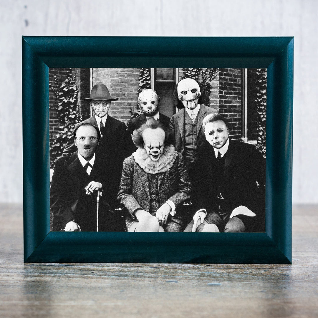 Halloween Groupie-Spooky Horror Movie Villians Wall Art Decor -10 x 8" Rustic Scary Movies Picture Print -Ready to Frame. Perfect for Home-Office-Studio-Dorm Decorations! Great Gift for Fans!