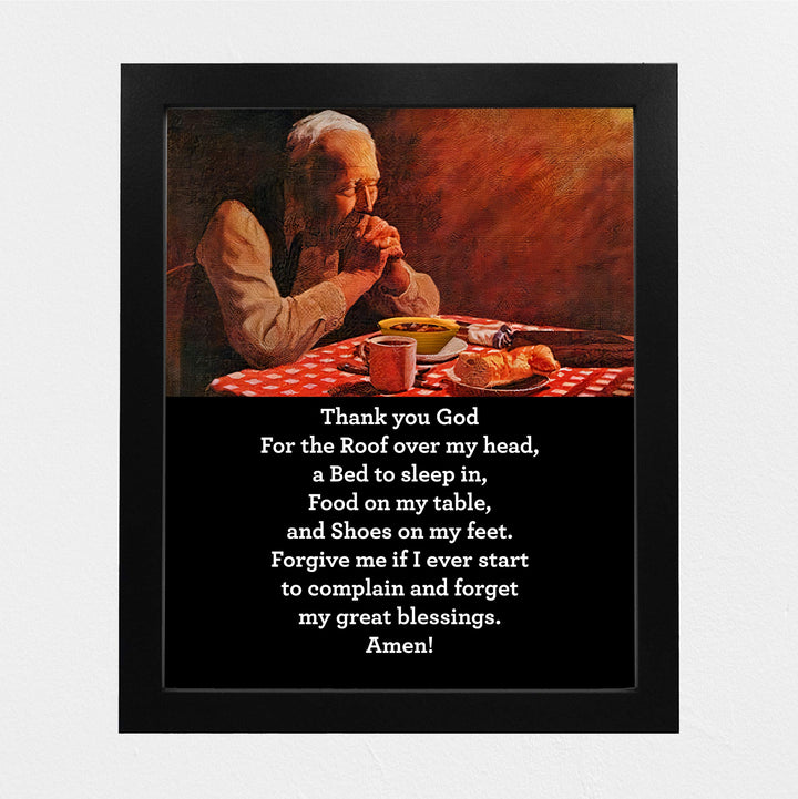 Thank You God for the Roof Over My Head Christian Prayer Wall Art -8 x 10" Inspirational Poster Print-Ready to Frame. Religious Home-Office-Studio-Church Decor. Great Motivational Gift of Faith!