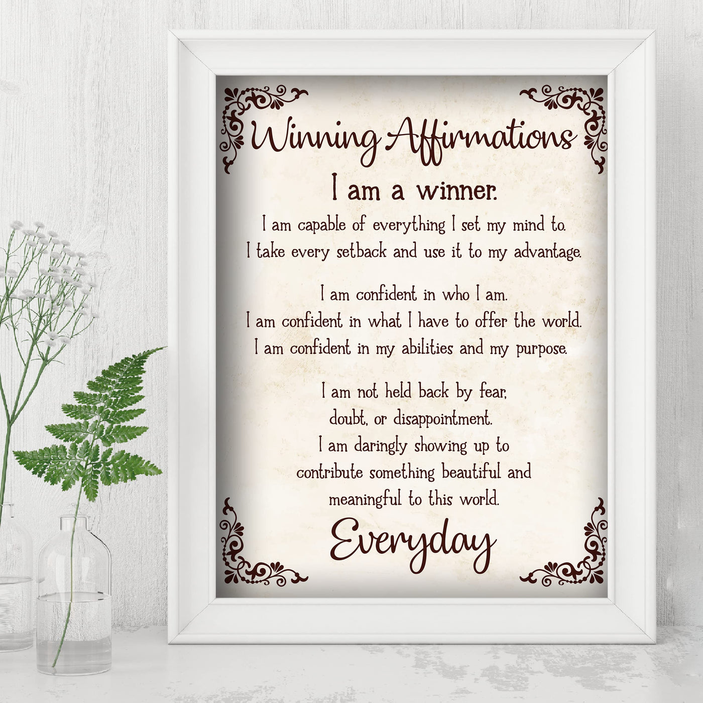 Winning Affirmations-8 x 10" Inspirational Poster Print. Motivational Wall Art-Ready to Frame. Ideal for Home D?cor-Office D?cor. Program Yourself to Win the Day!