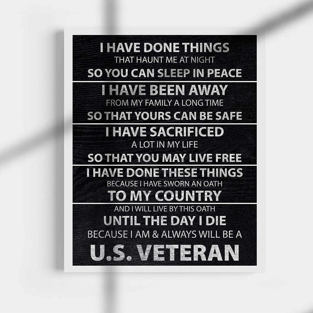 "I Am &amp; Always Will Be A US Veteran" Patriotic Military Wall Art -11 x 14"