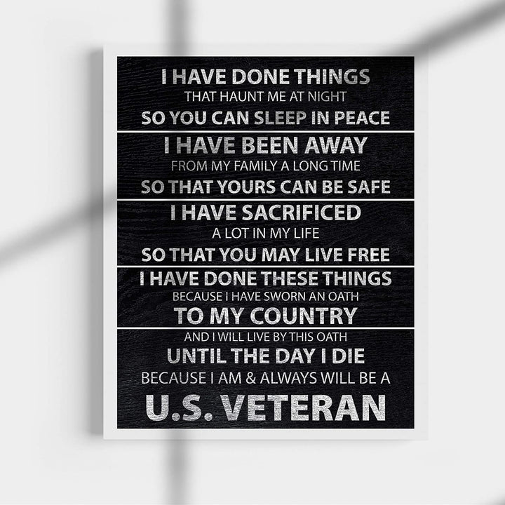 "I Am &amp; Always Will Be A US Veteran" Patriotic Military Wall Art -11 x 14"