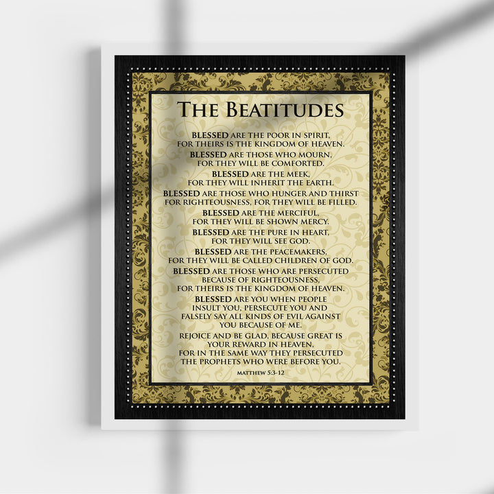 The Beatitudes-Matthew 5:3-12-Bible Verse Wall Art -11x14" Scripture Wall Sign-Ready to Frame. Inspirational Christian Poster Print for Home-Office-Church-School Decor! Great Lessons of Faith!