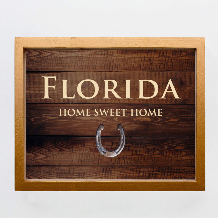 Florida-Home Sweet Home Sunshine State Wall Decor -10 x 8" Country Rustic Art Print-Ready to Frame. Western Decor for Home-Office-Welcome-Farmhouse. Perfect Southern Gift! Printed on Photo Paper.