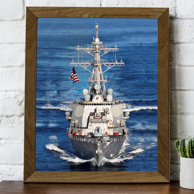 Arleigh Burke Class Destroyer - Naval Ship Wall Art - 8 x 10" Blue US Navy Ship Picture Print -Ready To Frame. American Military Decor Poster Print for Home-Office-Garage-Bar-Man Cave Decor.