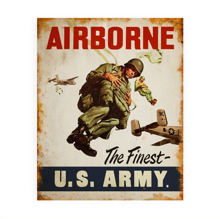 US Army Airborne -The Finest United States Army Badge Wall Sign -8 x 10" US Military Print -Ready to Frame. Home-Office-School-Cave Decor. Great Gift for Veterans! Display Your Pride -Go Army!