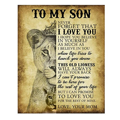 "To My Son-Never Forget That I Love You" Motivational Family Wall Art -11 x 14"