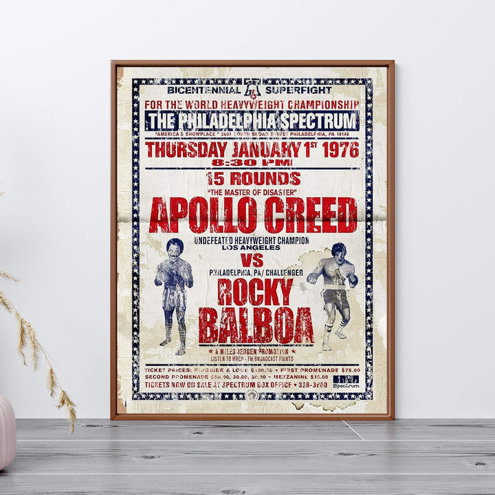 Apollo Creed vs Rocky Balboa Vintage Boxing Movie Wall Sign -11 x 14" Distressed Poster Print-Ready to Frame. Home-Office-Gym-Locker Room Decor. Perfect Gift for Fans! Printed on Photo Paper.