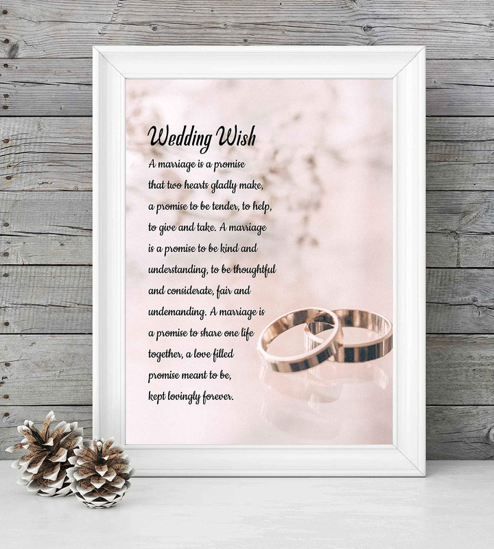 Wedding Wish-Love &amp; Marriage Poem-8 x 10" Inspirational Wall Art Print w/Ring Images-Ready to Frame. Sentimental Poetry for Home-Office-Boutique Decor. Great Engagement-Bridal Shower-Wedding Gift!