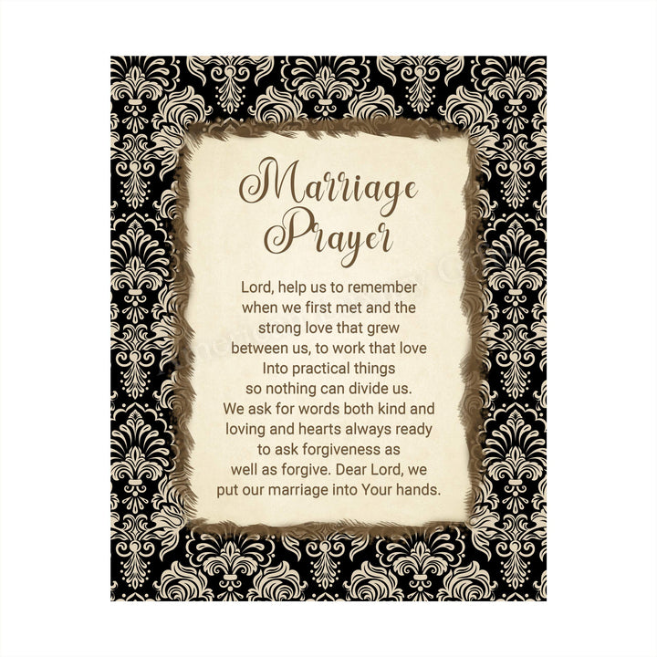 Marriage Prayer-Inspirational Christian Wall Art Decor -8 x 10" Rustic Typographic Print-Ready to Frame. Great Engagement-Bridal Shower-Wedding Gift. Perfect Advice for Newlyweds-Spouses-Partners!