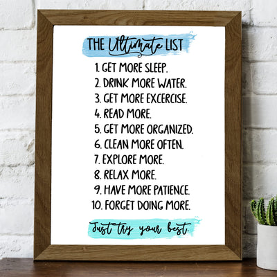 The Ultimate List- Inspirational Wall Art Decor -8 x 10" Modern Typography Art Print -Ready to Frame. Motivational Decoration for Home-Office-Classroom-Spiritual Decor. Great Positive Sign & Gift!