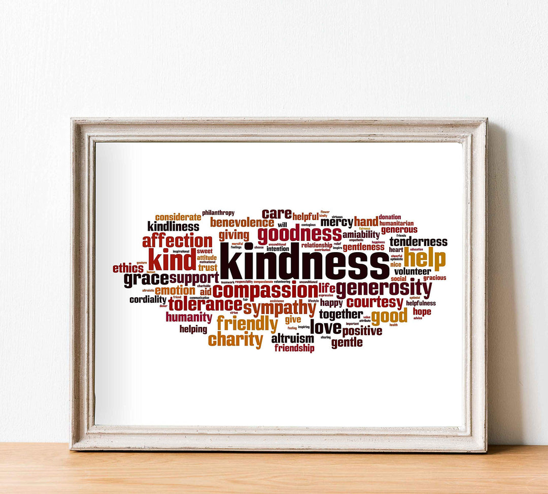 ?Words of Kindness?-Inspirational Word Art Sign- 10 x 8" Motivational Typographic Poster Print-Ready to Frame. Modern Home-Office-Classroom Decor. Perfect Teacher Gift &amp; Reminder-Kindness Matters!