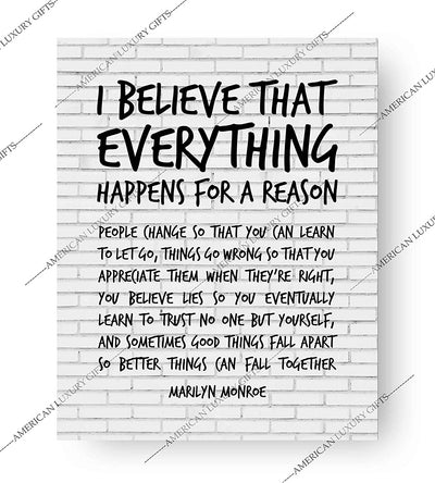 Marilyn Monroe-"I Believe That Everything Happens For A Reason"-Inspirational Quotes Wall Art-8 x 10"