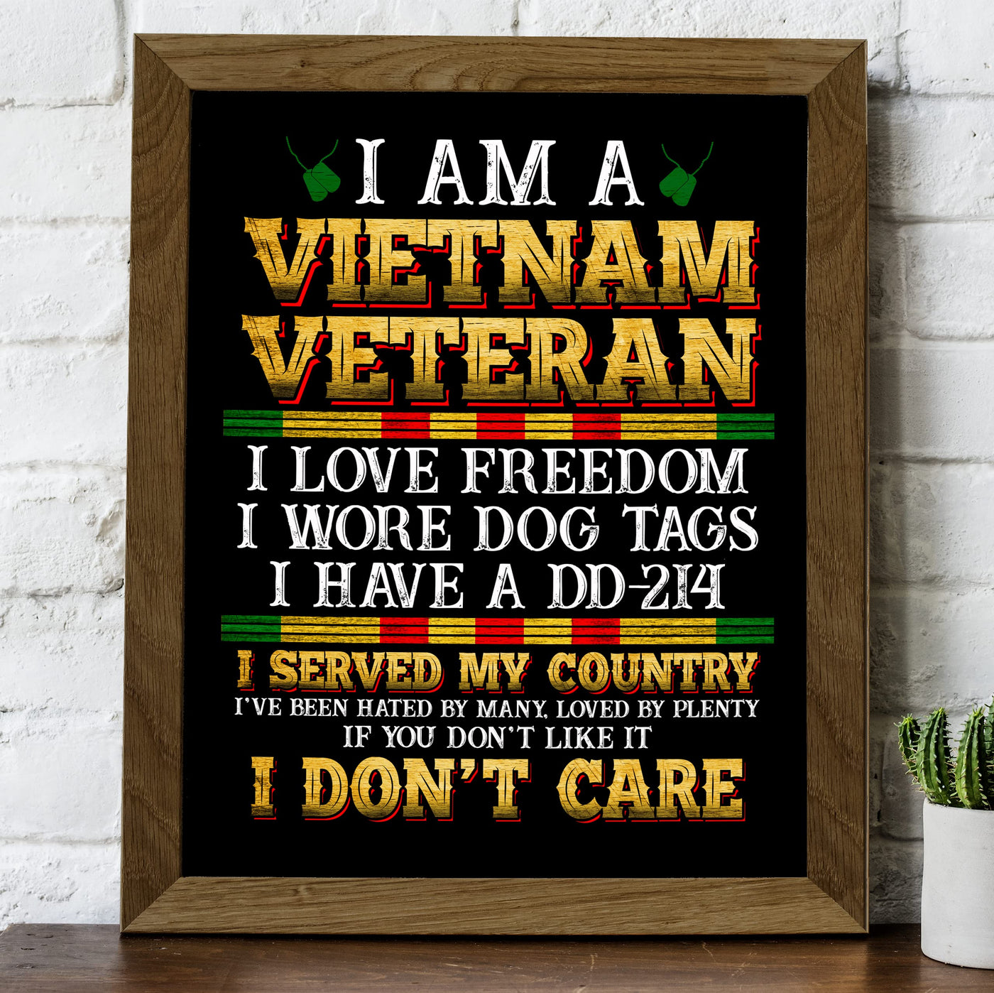 I'm a Vietnam Vet -Love Freedom American Veteran Wall Art -8 x 10" Patriotic Vietnam War Memorial Print -Ready to Frame. Perfect Home-Office-Garage-Bar Decor. Great Gift for Military-Veterans!