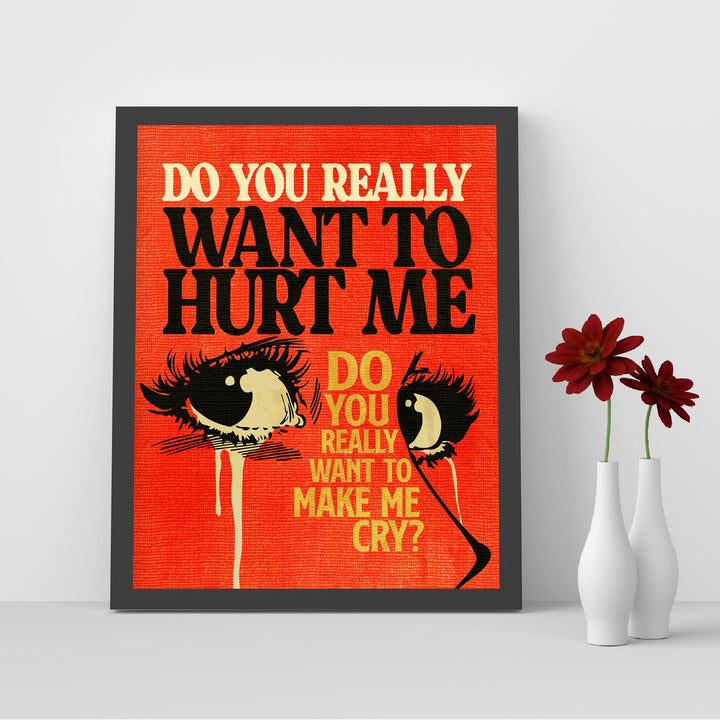 Do You Really Want To Hurt Me-Song Lyrics Wall Art -8 x 10" Typographic Word Art Print-Ready to Frame. Retro Home-Office-Studio Decor. Perfect Gift for Culture Club Band &amp; All Pop-Rock Music Fans!