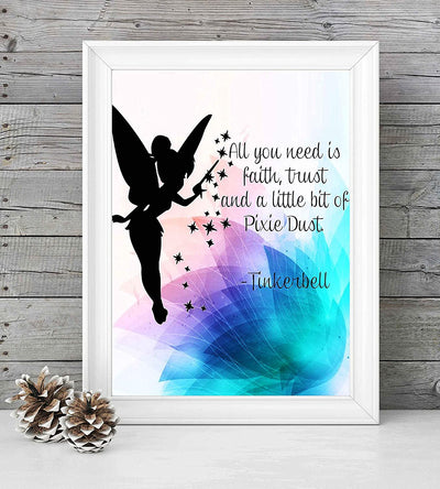 Tinkerbell Quotes-"Faith, Trust, & Pixie Dust"-8 x 10"