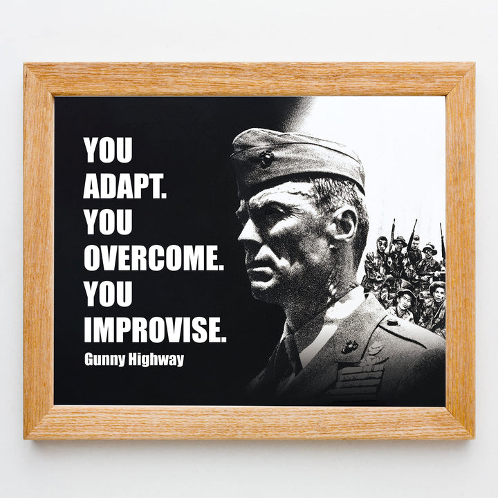 You Adapt-Improvise-Overcome Heartbreak Ridge- Movie Poster Print- 8 x 10" Wall Art-Ready to Frame. Western Movies Decor for Home-Office-Cave-Bar. Collectible for Military &amp; Clint Eastwood Fans.