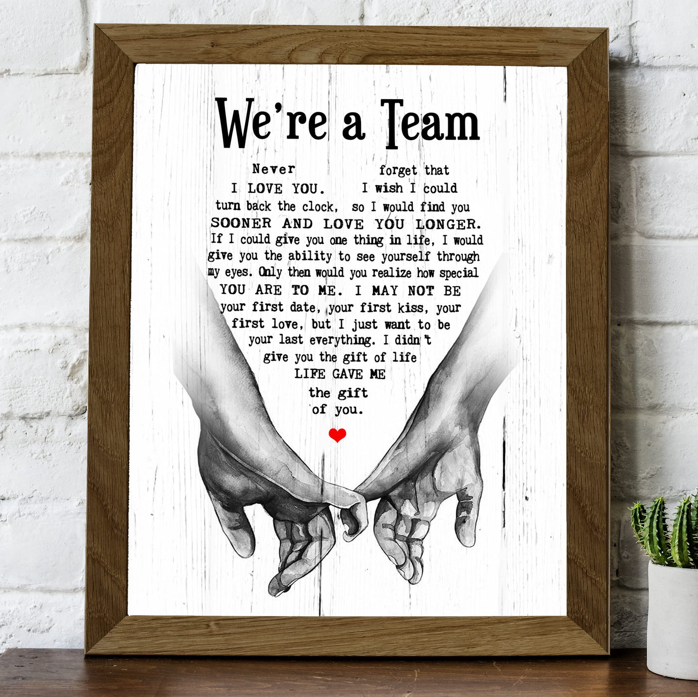 "We're A Team" Wedding Quotes Wall Art Decor -8 x 10" Inspirational Love & Marriage Print -Ready to Frame. Romantic Wedding Table & Anniversary Gift for Husband, Wife, Newlyweds & Couples!