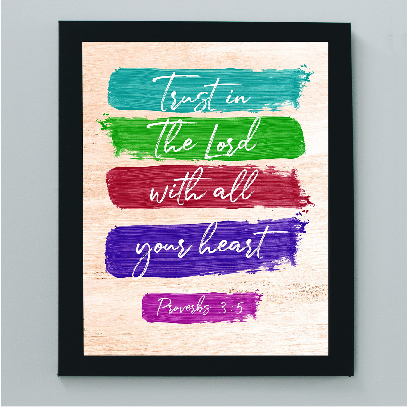 Trust In the Lord With All Your Heart- Bible Verse Wall Art -8 x 10" Scripture Painting Design Print -Ready to Frame. Inspirational Home-Office-Church Decor. Great Religious Gift! Proverbs 3:5