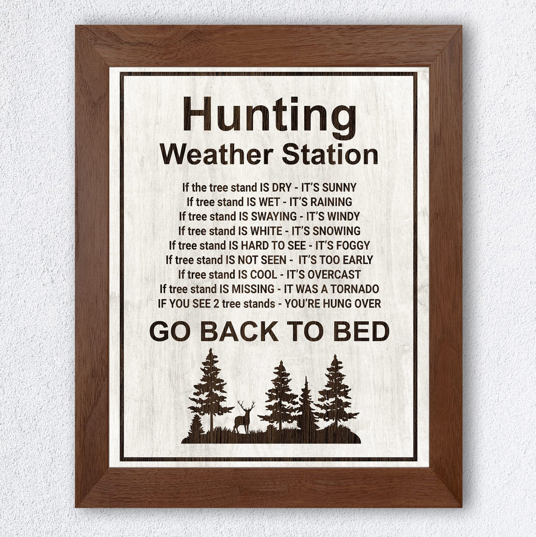 Hunting Weather Station-Funny Hunt Season Wall Sign -8 x 10" Country Rustic Art Print -Ready to Frame. Perfect Wall Decoration for Home-Lodge-Man Cave-Cabin-Outdoors Decor. Fun Gift for Hunters!